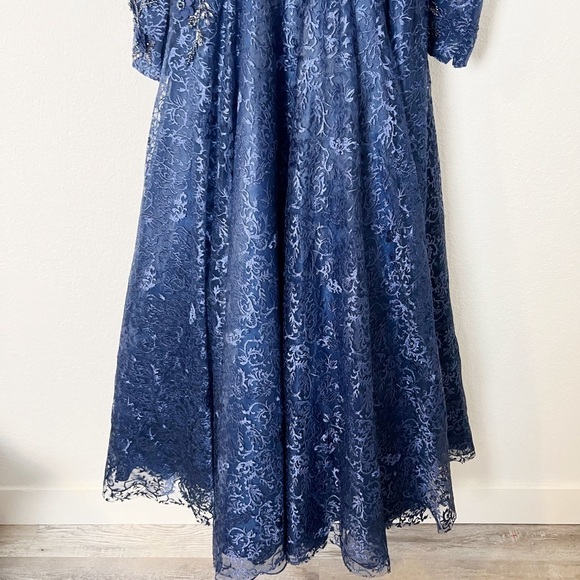 Mac Duggal Embellished Illusion Long Sleeve A Line Gown - Picture 4 of 10